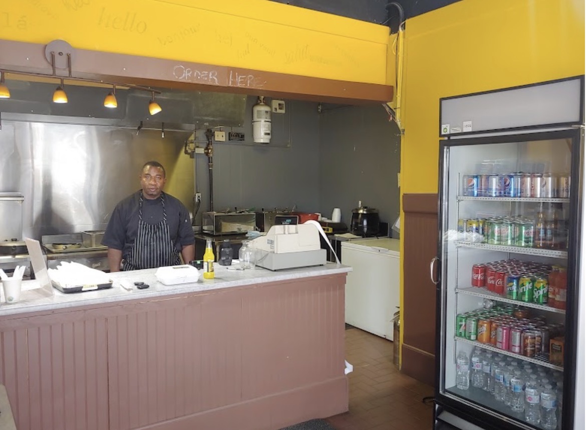 Chef at the order counter inside Chubby's kitchen